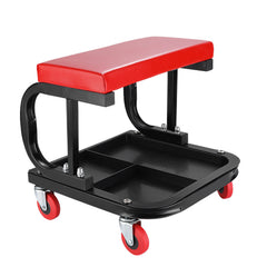 Premium Rolling Mechanics Stool with Built-in Tool Tray – Heavy Duty Garage Roller Seat