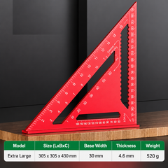 Heavy-Duty Aluminum Alloy Carpenter Square, High Precision Metric & Imperial Rafter Square
