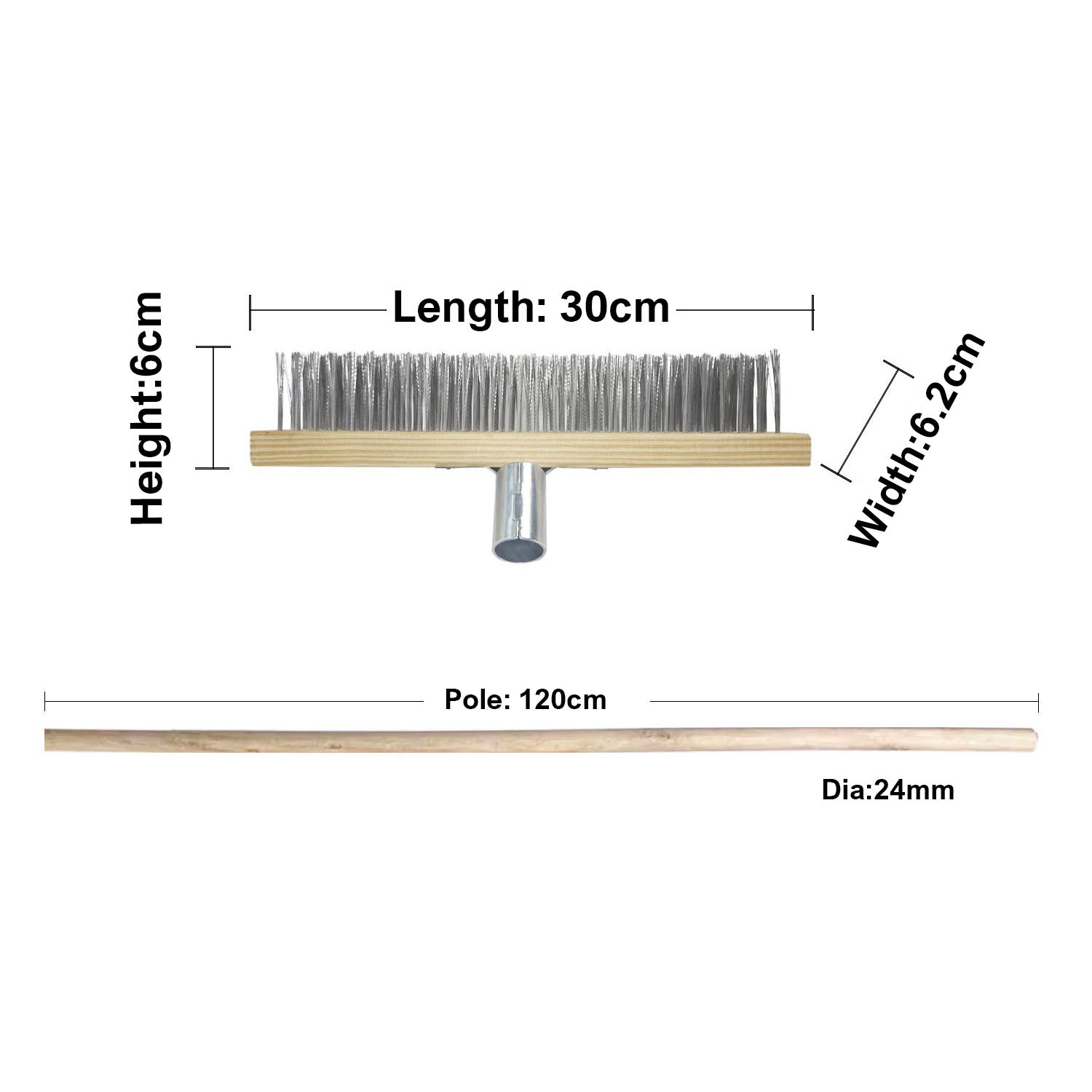 Stainless Steel Wire Brush Head - Heavy Duty Broom