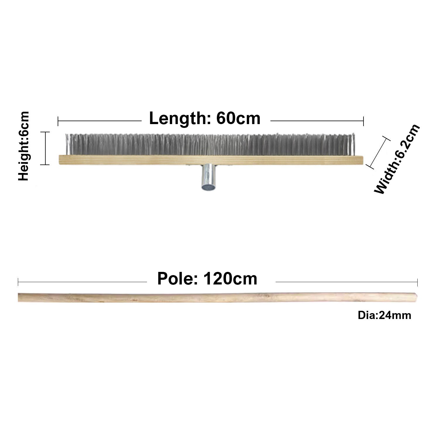Stainless Steel Wire Brush Head - Heavy Duty Broom