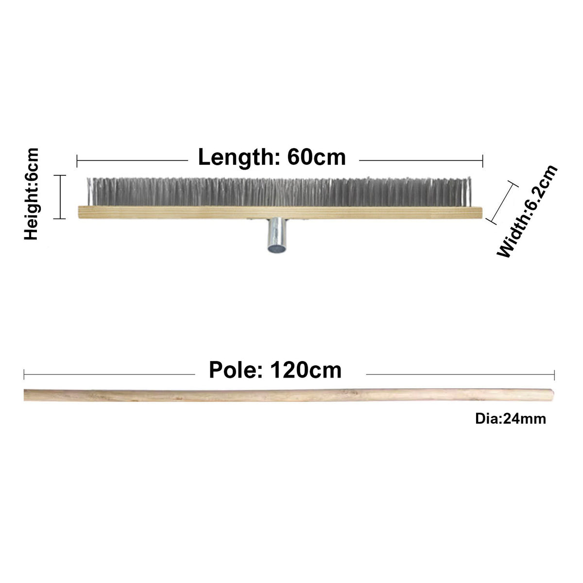 Stainless Steel Wire Brush Head - Heavy Duty Broom