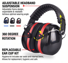 Hearing Protection Ear Muffs,NRR 28db Noise Cancelling for Shooting, Mowing, Construction,Red,Lemon Lime Squeezer